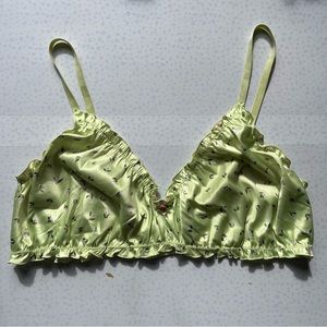 MONKI Green Floral Bralette Size EU XL